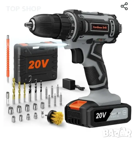 Акумулаторен винтоверт FAHEFANA 20 V + зарядно и батерия