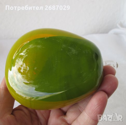 Стъклено преспапие масивна птица патка гъска фигура статуетка и  кутия антика метална, снимка 9 - Статуетки - 29124971