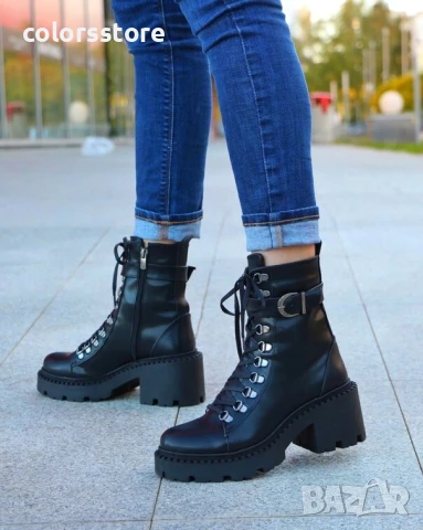 Боти на ток - черна кожа - TDS90 