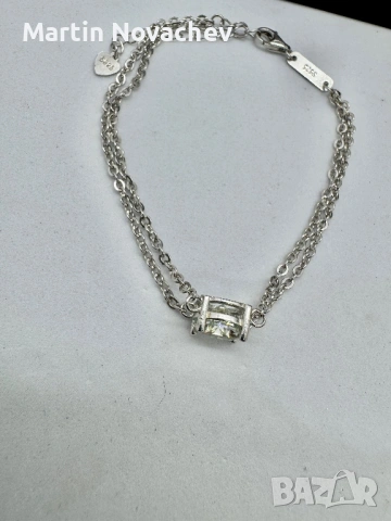 Сребърна гривна с мойсанит (Диамант) 2 карата, снимка 8 - Гривни - 54089901