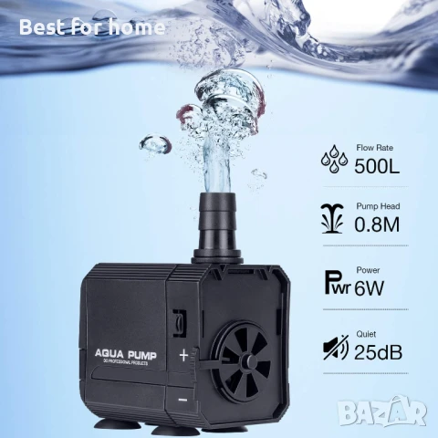 Ireenuo вътрешен филтър за аквариум, 4 в 1 помпа за аквариум, помпа за фонтан, снимка 3 - Аквариуми - 50664103