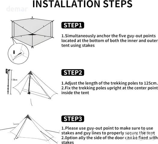 Палатка за 1 човек TENPLAY, лека 1.370 кг, PU5000 водоустойчива и ветроустойчива, снимка 4 - Палатки - 51404639