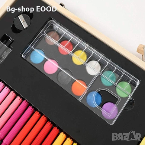 Комплект за рисуване ANGMAD, 180 части, дървен куфар, размери 47x29 см, унисекс, снимка 2 - Рисуване и оцветяване - 53926821