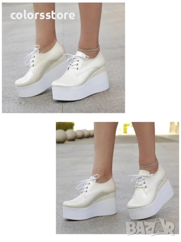 Обувки на платформа - бяла перла - 120K 