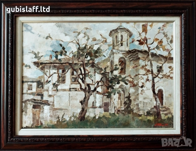 Картина "Черквата в с. Лещен", 1989 г.