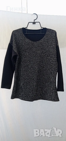 Дамска черна блуза с ламе 