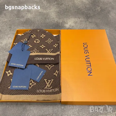 Луксозен комплект шапка с шал Louis Vuitton LV shapka s shal lux luis, снимка 4 - Шалове - 42126287