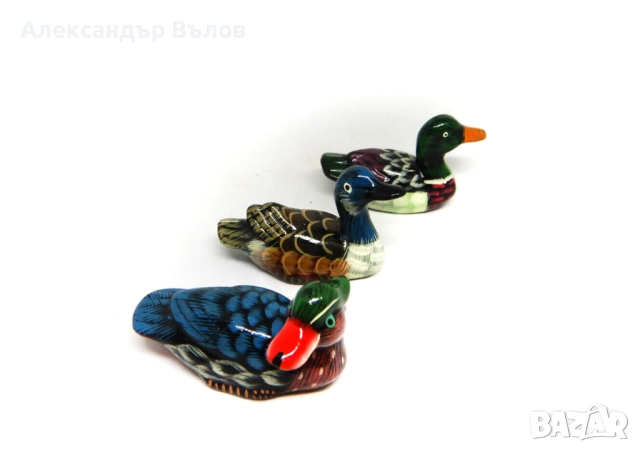 Комплект от 3 стари керамични патета три ръчно рисувани фигурки, снимка 4 - Колекции - 51847949