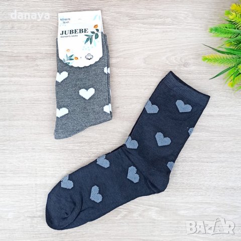 3155 Дамски памучни чорапи Сърца, 36-41 номер