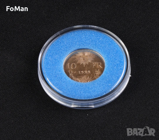 Продавам златна монета 10 франка 1922 година Швейцария, снимка 2 - Нумизматика и бонистика - 53210402