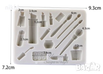 Микс Козметика четки грим сенки силиконов молд форма фондан украса торта , снимка 2 - Форми - 31931784