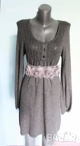 Два броя / Сива сезонна рокля тип туника с буфон ръкави , снимка 12 - Рокли - 34205125