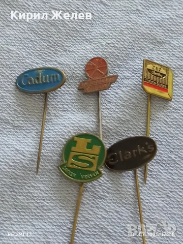 Пет значки стари редки CODUM, CLARK'S за КОЛЕКЦИЯ ДЕКОРАЦИЯ 5184