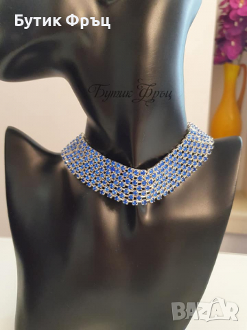 Чокър сини кристали
