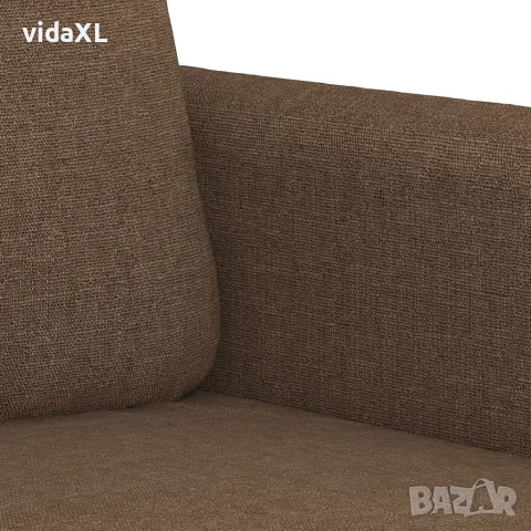 vidaXL Комплект дивани 3 части с възглавници кафяв текстил, снимка 7 - Дивани и мека мебел - 56146678
