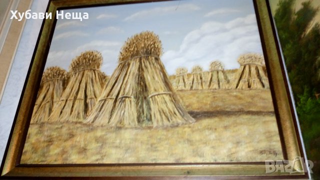 Картина - житни снопове жънати на ръка