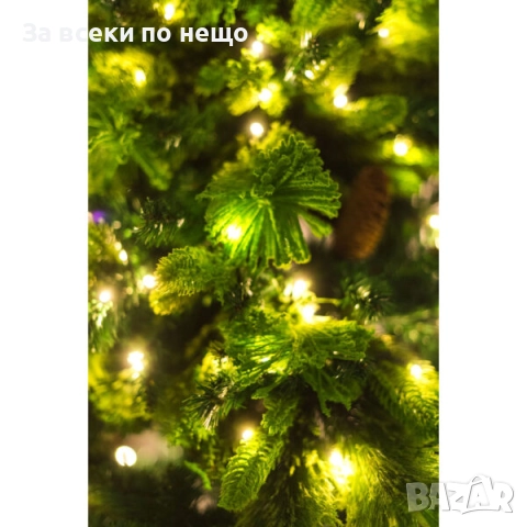 Коледна елха с шишарки и лампички, 210 см Код P1598, снимка 2 - Декорация за дома - 52588994