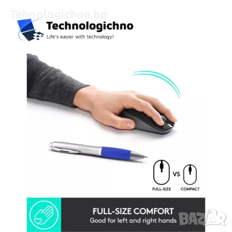 Мишка Logitech M190 Full-size Black/Gray, снимка 7 - Клавиатури и мишки - 50545366