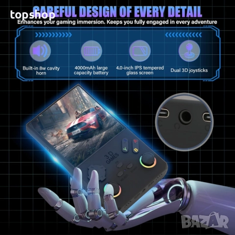 Нова V40 Ретро преносима конзола за видеоигри, 40 000 ретро игри в 1 конзола с отворен код Linux ..., снимка 5 - Други игри и конзоли - 52174798