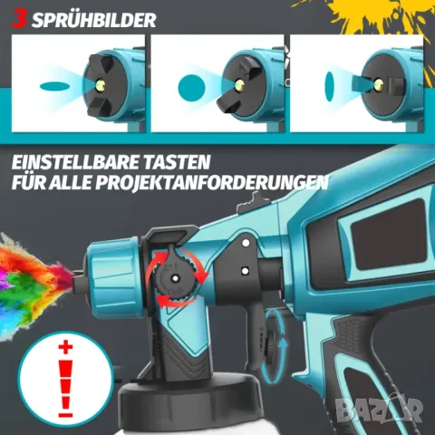 🎨 Акумулаторна машина за боядисване – 3000mAh | 1000ml резервоар, снимка 4 - Други инструменти - 50297610