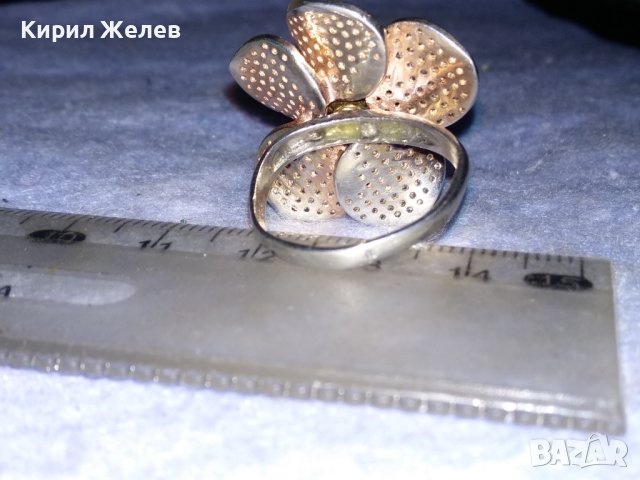 ПРЕЛЕСТЕН СКЪПОЦЕНЕН ФЛОРАЛЕН СРЕБЪРЕН ПРЪСТЕН ЦВЕТЕ СРЕБРО 925 с МНОГО БЛЕСТЯЩИ ЦИРКОНЧЕТА 17150, снимка 9 - Пръстени - 40555229