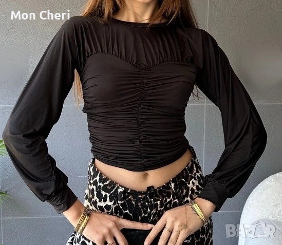 Дамска Чена Блуза, снимка 2 - Блузи с дълъг ръкав и пуловери - 52830517