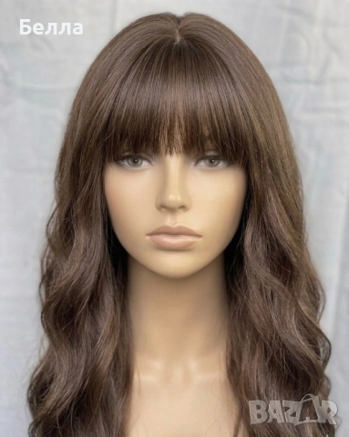 НОВА Кафява естествена перука! 100% високо качество, снимка 3 - Аксесоари за коса - 54083817