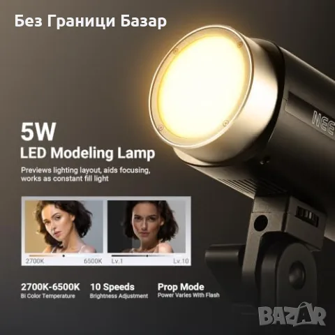 Нова NEEWER Q200 200Ws TTL HSS 1/8000s 2.4G Студийна Външна Светкавица фото снимки студио, снимка 8 - Светкавици, студийно осветление - 56210675