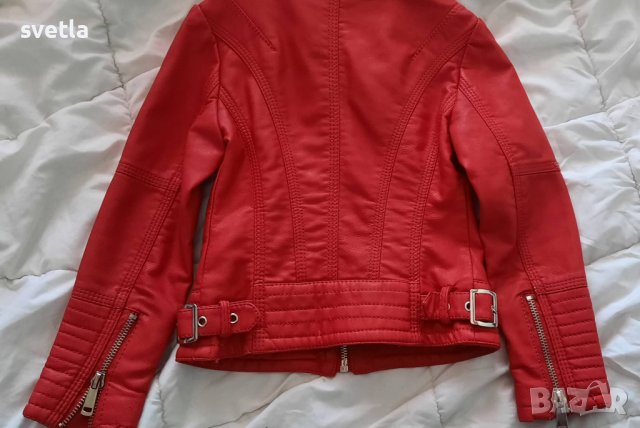 Червено кожено яке , снимка 2 - Детски якета и елеци - 39333531