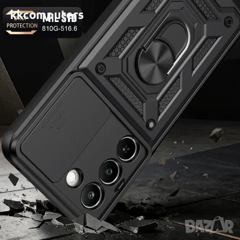 За Realme C100 5G / C83 5G Удароустойчив TPU PC Калъф с Въртяща Стойка, Плъзгащо Капаче за Камерата , снимка 8 - Калъфи, кейсове - 56184702