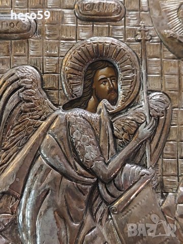 Сребърна икона''Свети Йоан Кръстител''/сребро 925/, снимка 4 - Икони - 38829034