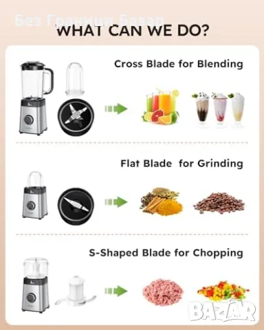 Нов 5 в 1 Неръждаем Блендер Кухненски Процесор 500W за Шейкове и Смути, снимка 7 - Блендери - 47269845