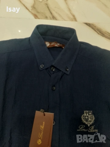 Мъжка риза ЛОРО ПИАНА в тъмно син цвят, снимка 3 - Ризи - 53918928