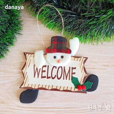 3241 Коледна табелка Eленче или Снежко с надпис Welcome, снимка 2 - Декорация за дома - 38558401
