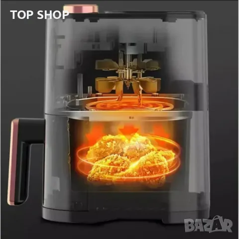 Иновативен Еър фрайър 6 литра за готвене без мазнина, снимка 4 - Фритюрници - 49174041