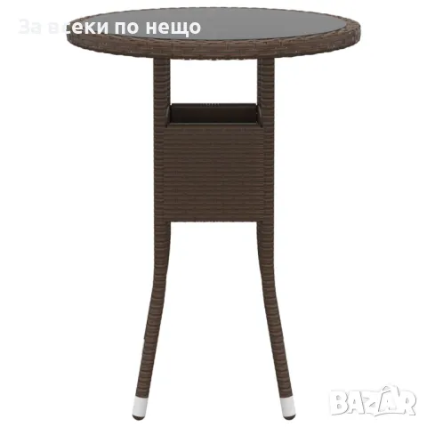 Градинска маса, Ø60x75 см, закалено стъкло и полиратан, кафява Код P454, снимка 4 - Градински мебели, декорация  - 50062973
