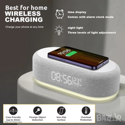 PDKUAI 4-в-1 будилник със станция за зареждане, снимка 5 - Друга електроника - 51055027