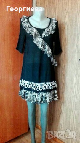 Рокля със свободна талия, в черно и бяло ПРОМОЦИЯ👗🍀S,M👗🍀арт.172