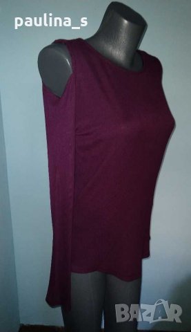 Еластична блуза модел топ с дълъг ръкав и открити рамене в цвят "Аметист" / голям размер , снимка 1 - Блузи с дълъг ръкав и пуловери - 30332900