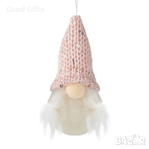 Коледна украса 5 Броя Коледен гном с розова шапка, 11см, снимка 2 - Декорация за дома - 42698254