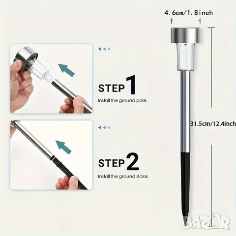 Соларни 6 броя LED Лампи, външни , снимка 2 - Соларни лампи - 48693626