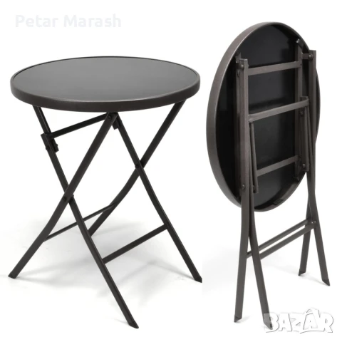 Комплект Thasos – 2 стола и сгъваема маса с темперирано стъкло, антрацит, снимка 6 - Градински мебели, декорация  - 50960913