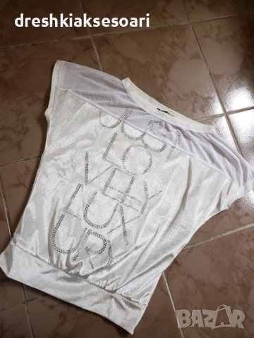 Бял топ с камъни, снимка 1