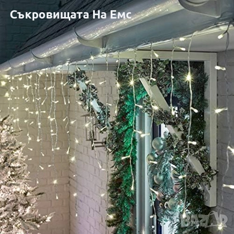 1️⃣2️⃣метра ➖️2️⃣5️⃣ Метра Висящи Коледни Лампи ТИП Завеса  Екстериор/ Интериор 8 Режима на Светене , снимка 6 - Други - 52234747