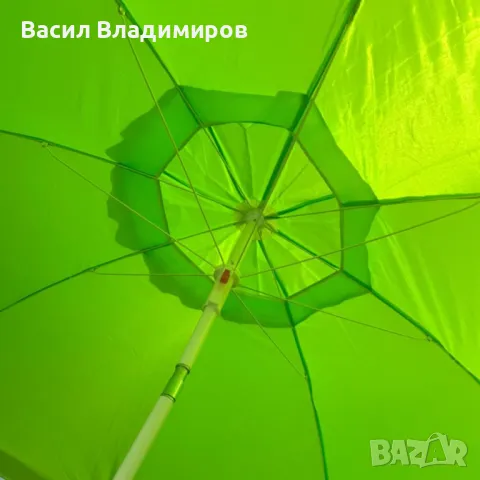 Плажен чадър чупещ, зелен, 200 см, снимка 2 - Градински мебели, декорация  - 49661469