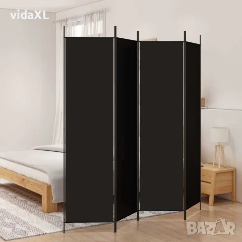 vidaXL Параван за стая, 4 панела, черен, 200x200 cм, плат, снимка 2 - Паравани - 56147175