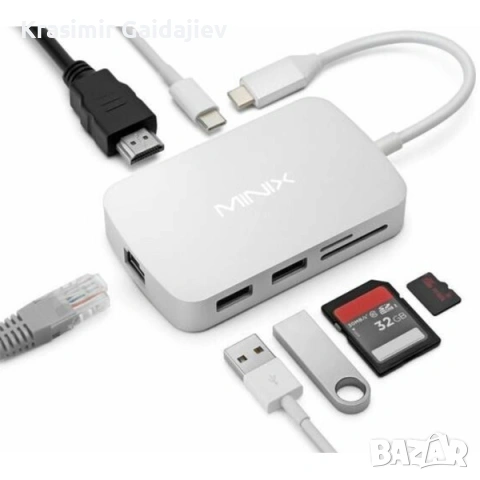 Minix USB-C многопортов адаптер HDMI сребрист, снимка 2 - Кабели и адаптери - 53149486