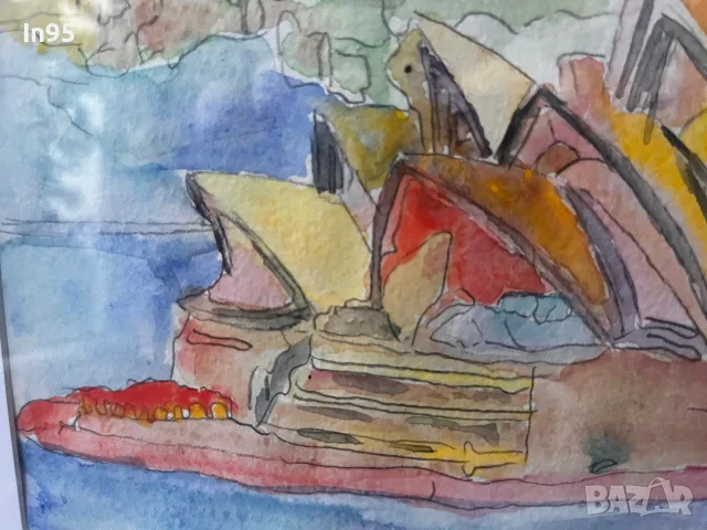 Sydney Opera House – оригинална акварелна картина с рамка, снимка 5 - Картини - 55875622
