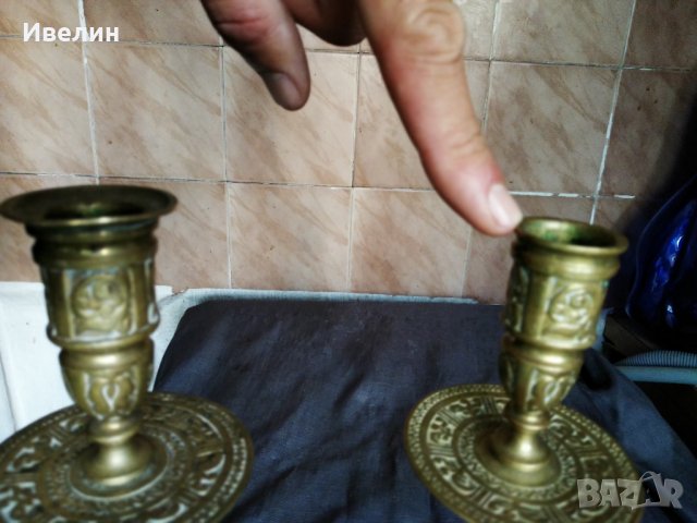 два барокови свещници от бронз, снимка 7 - Антикварни и старинни предмети - 29865430