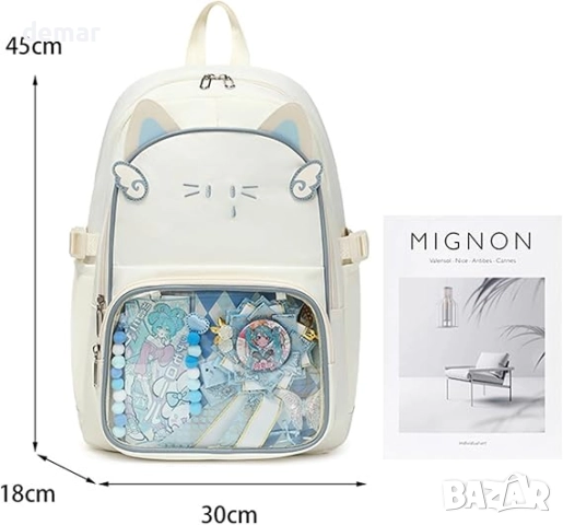 Раница Kawaii Cat Ita, сладка естетична раница Y2K, снимка 5 - Раници - 52535922